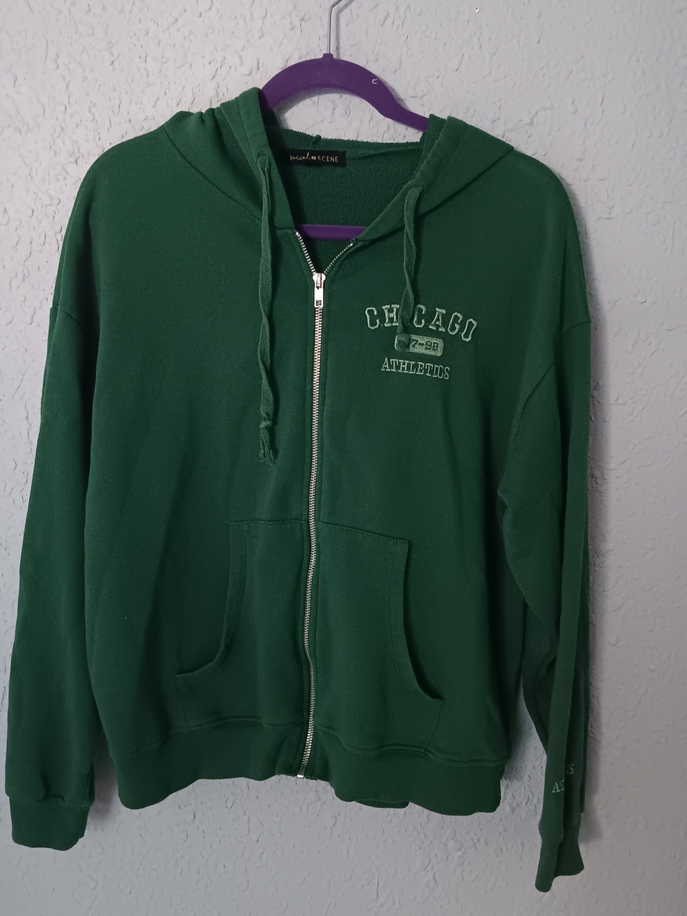 Social Scene Forest Green Zip-Up Hoodie